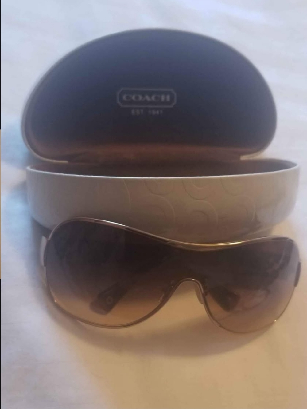 Coach Brown Gradient Shield Sunglasses with Case No Scratches